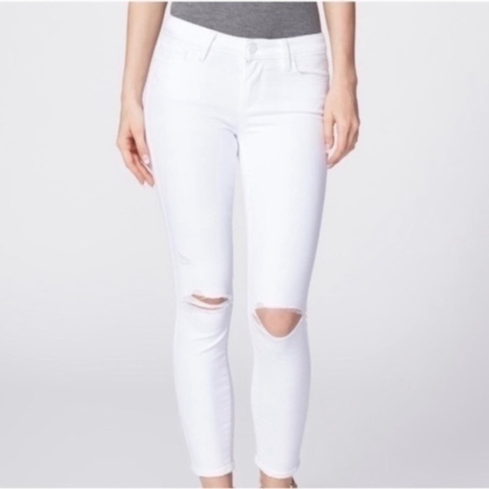 Paige White Distressed Skinny Jeans Sz 27